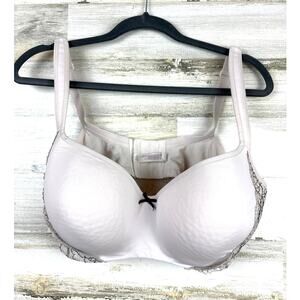 Cacique Womens Plus 40DDD Light Gray Lace Smooth Lined Underwire Balconette Bra